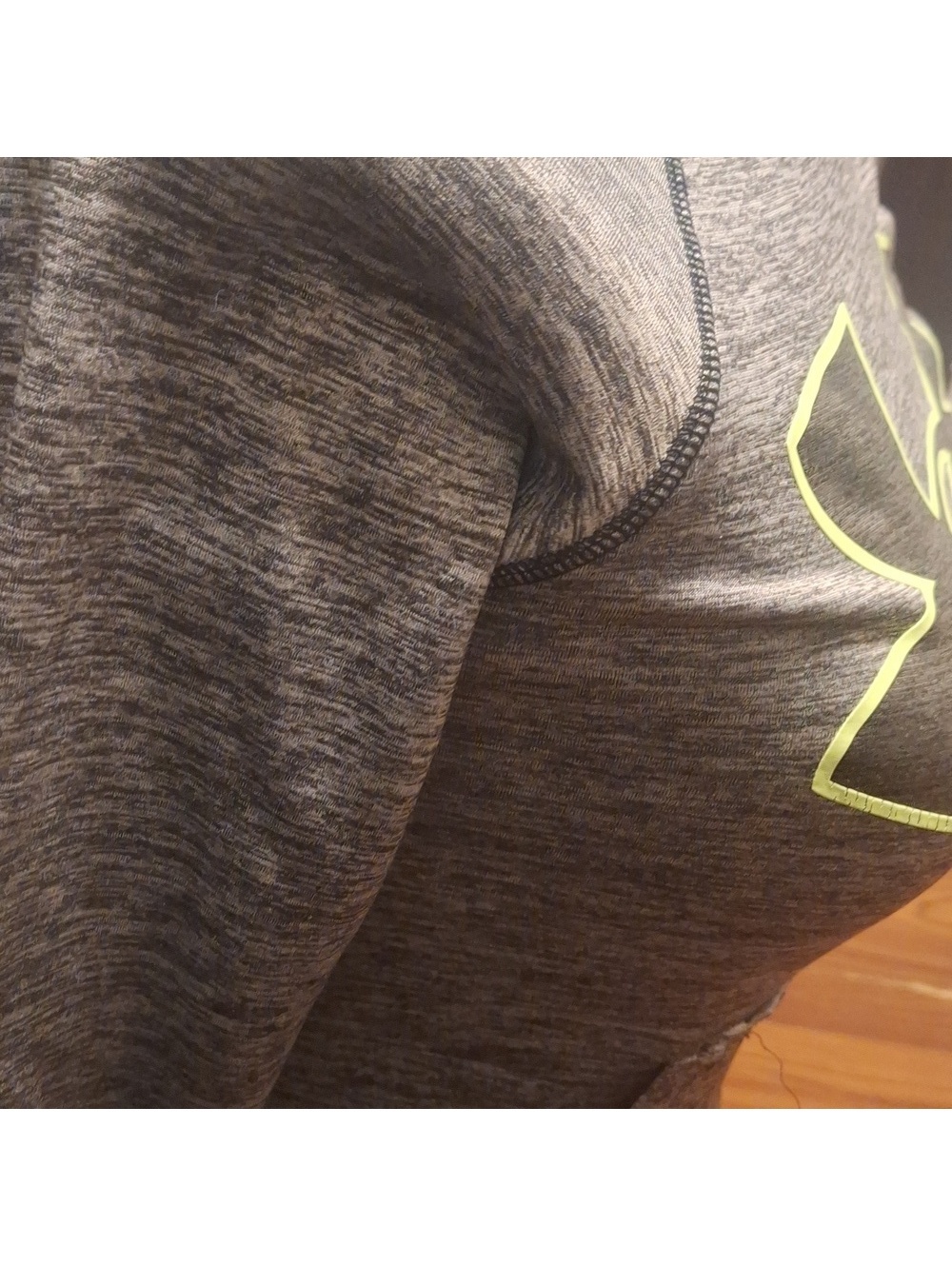 Under Armour Gray Heather Hoodie with Neon Yellow Logo - Picture 3 of 8